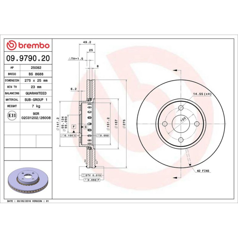82 481 106 Bremsscheibe VA 09.9790.20 82 481 106 Bremsscheibe VA 09.9790.20
