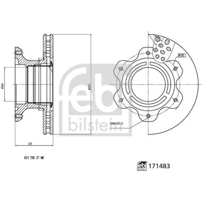 FEBI BILSTEIN Bremsscheibe 171483 FEBI BILSTEIN Bremsscheibe 171483