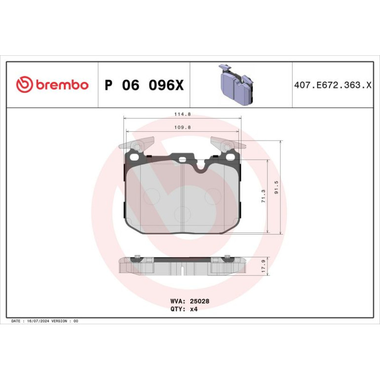 BREMBO Bremsklötze Xtra VA P 06 096X BREMBO Bremsklötze Xtra VA P 06 096X
