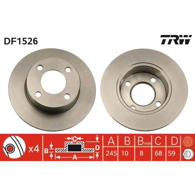 Bremsscheibe Vw T. A80/100 DF1526 Bremsscheibe Vw T. A80/100 DF1526