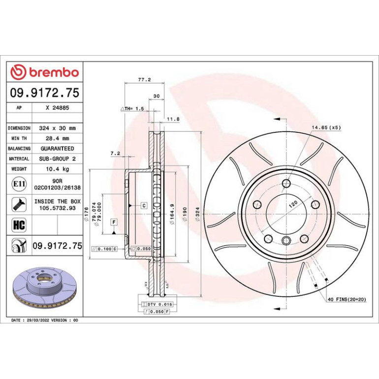 BREMBO Bremsscheibe Max VA 09.9172.75
