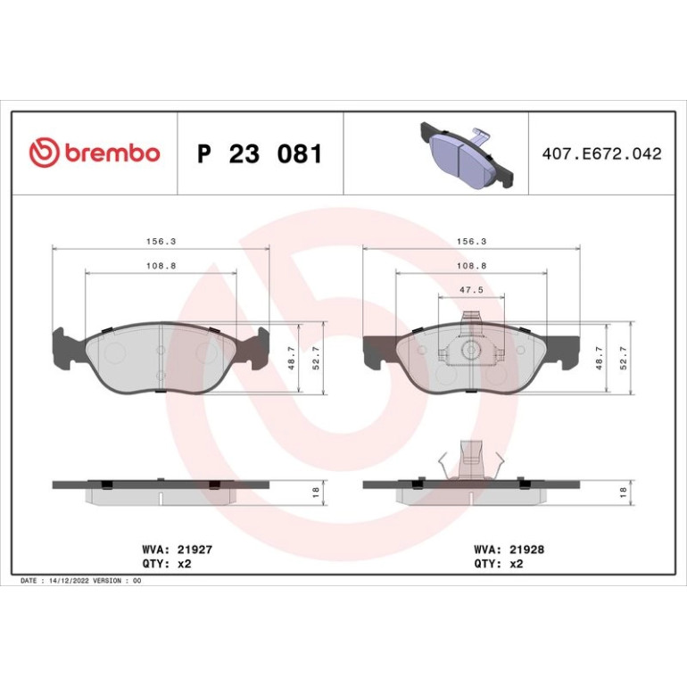 BREMBO Bremsklötze VA P 23 081 BREMBO Bremsklötze VA P 23 081