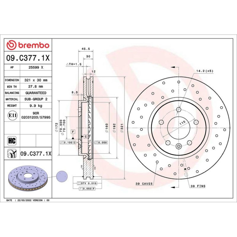 Bremsscheibe VA 09.C377.1X Bremsscheibe VA 09.C377.1X