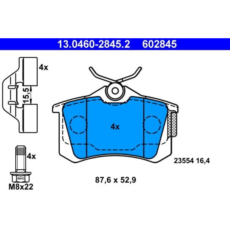 Bremsbelagsatz Renault T. Clio/Megane/Modus/Scenic 99 13.0460-2845.2 Bremsbelagsatz Renault T. Clio/Megane/Modus/Scenic 99 13.0460-2845.2