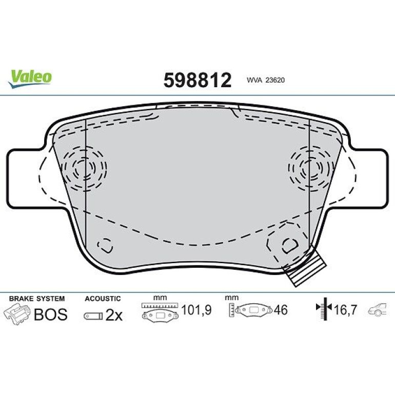 VALEO Bremsbeläge 598812 VALEO Bremsbeläge 598812