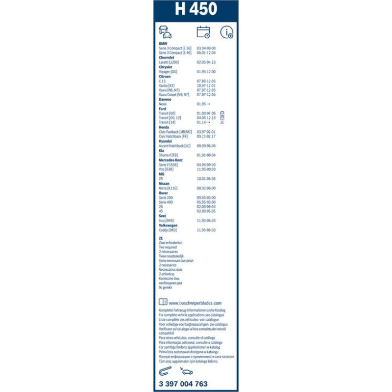 Bosch Wischerblatt H450 3397004763 Bosch Wischerblatt H450 3397004763
