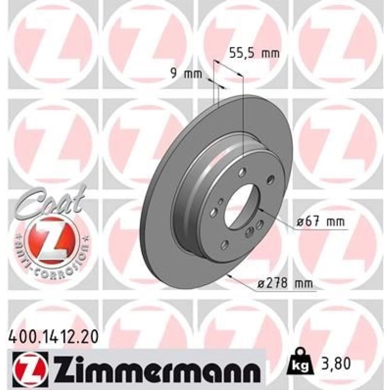 ZIMMERMANN Bremsscheibe 400.1412.20 ZIMMERMANN Bremsscheibe 400.1412.20