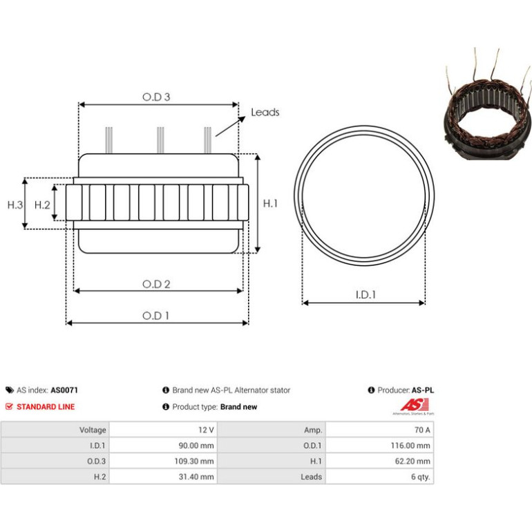 AS-PL Stator AS0071 AS-PL Stator AS0071