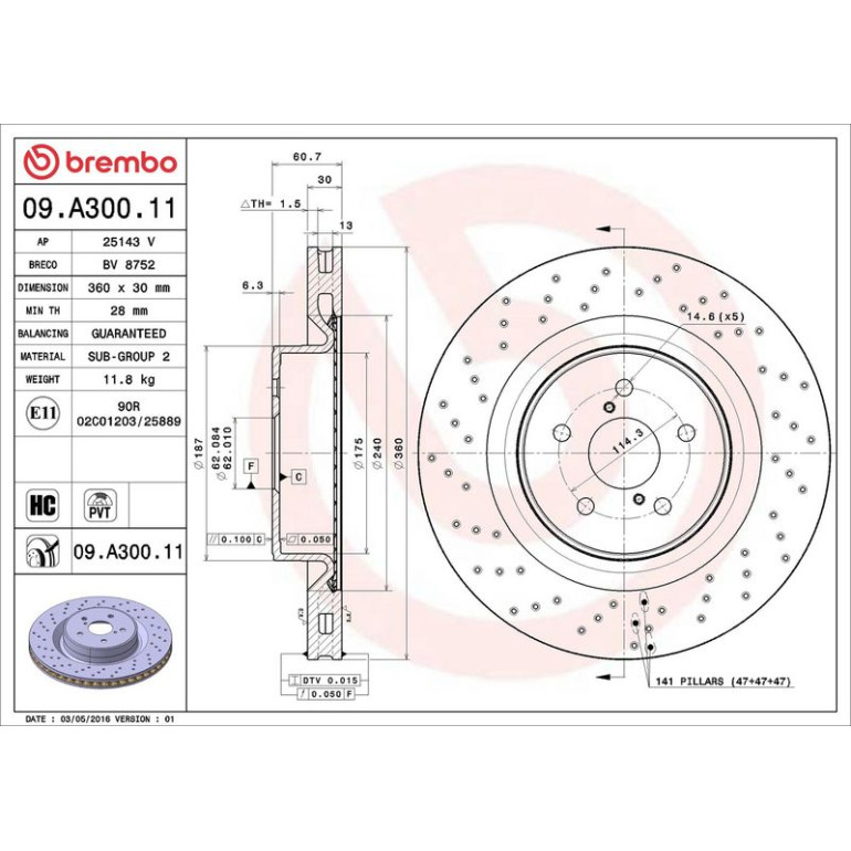 BREMBO Bremsscheibe 09.A300.11