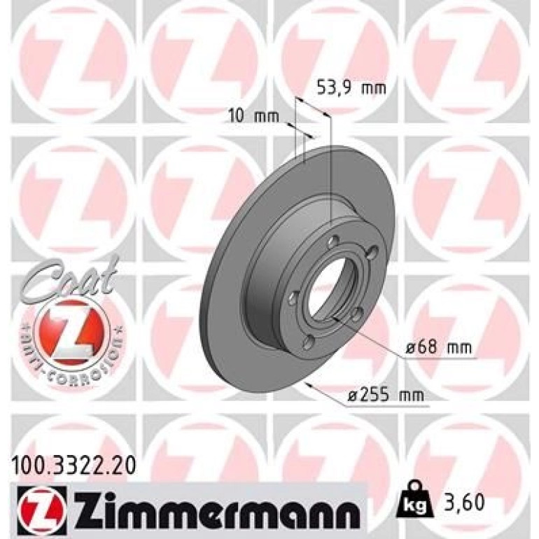 ZIMMERMANN Bremsscheibe 100.3322.20 ZIMMERMANN Bremsscheibe 100.3322.20