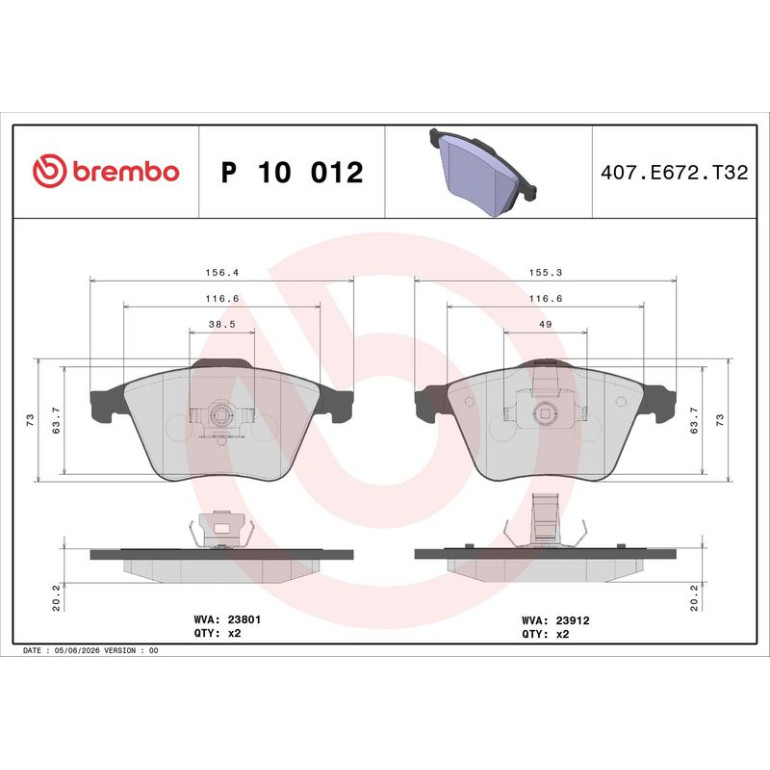 BREMBO Bremsklötze VA P 10 012