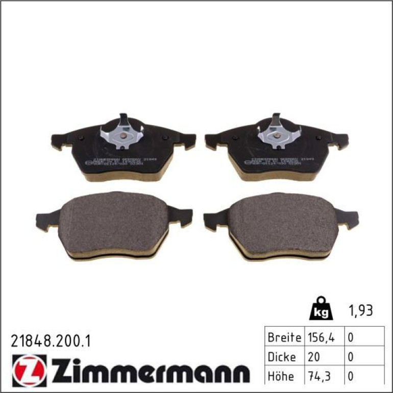 ZIMMERMANN Bremsbeläge 21848.200.1 ZIMMERMANN Bremsbeläge 21848.200.1