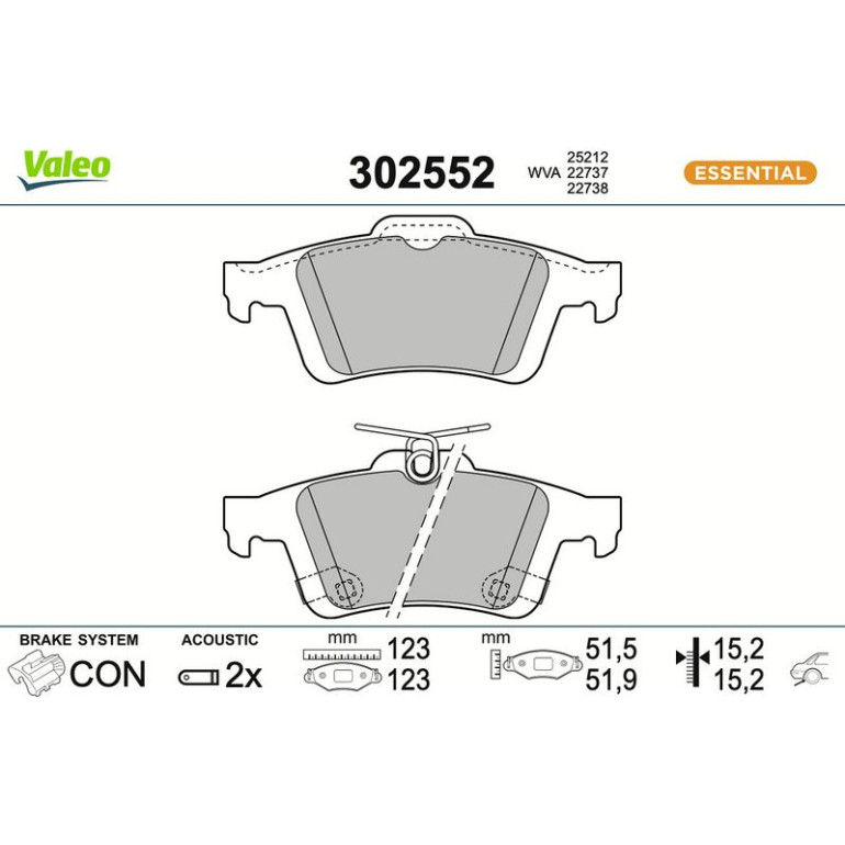 VALEO Bremsbeläge 302552 VALEO Bremsbeläge 302552