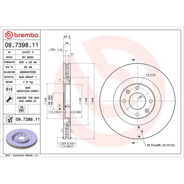 71 481 018 Bremsscheibe VA 09.7398.11 71 481 018 Bremsscheibe VA 09.7398.11