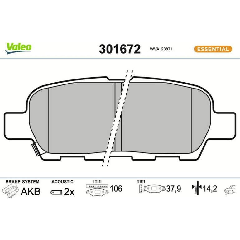 VALEO Bremsbeläge 301672 VALEO Bremsbeläge 301672