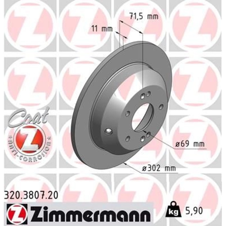 ZIMMERMANN Bremsscheibe 320.3807.20 ZIMMERMANN Bremsscheibe 320.3807.20