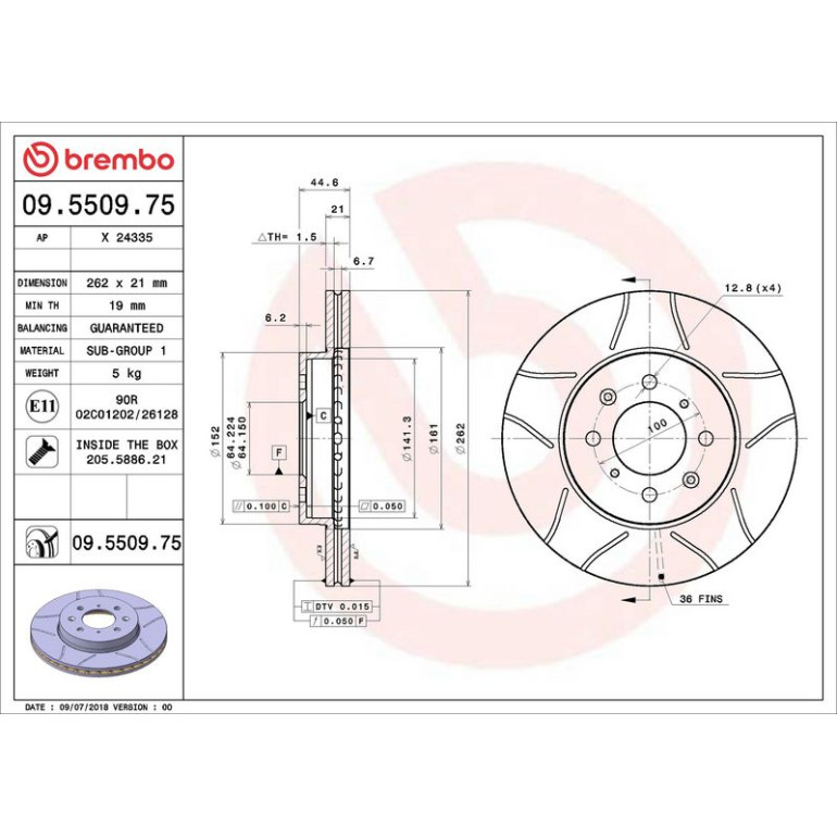 86 481 021M Bremsscheibe VA Brembo Max 09.5509.75