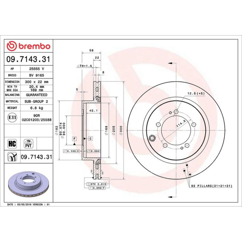 84 482 035 Bremsscheibe HA 09.7143.31 84 482 035 Bremsscheibe HA 09.7143.31