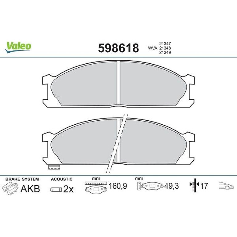 VALEO Bremsbeläge 598618 VALEO Bremsbeläge 598618