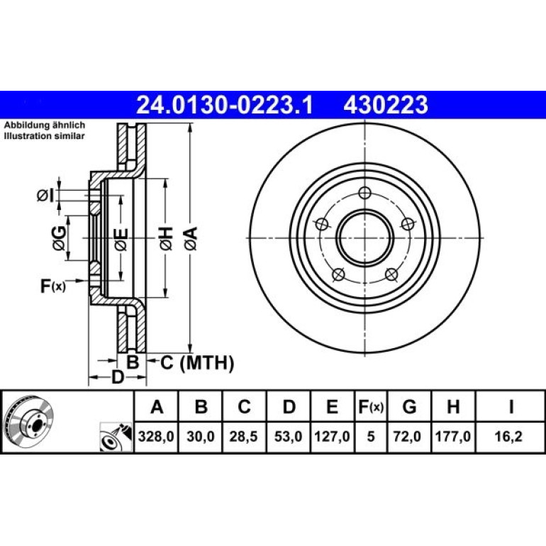 Bremsscheibe Jeep P. Grand Cherokee/Commander 05-10 24.0130-0223.1 Bremsscheibe Jeep P. Grand Cherokee/Commander 05-10 24.0130-0223.1