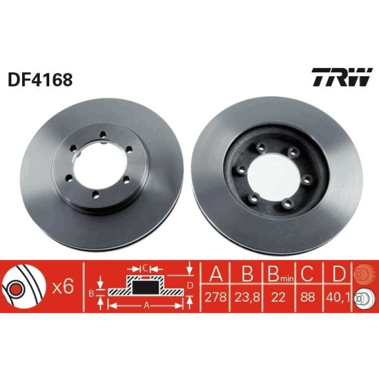 90 481 001 Bremsscheibe VA DF4168 90 481 001 Bremsscheibe VA DF4168