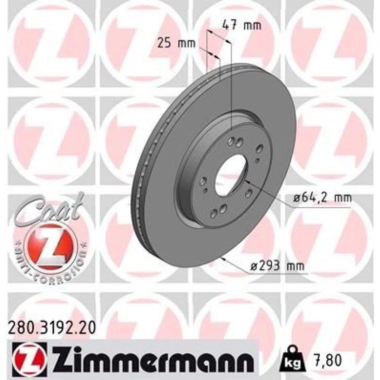 ZIMMERMANN Bremsscheibe 280.3192.20 ZIMMERMANN Bremsscheibe 280.3192.20