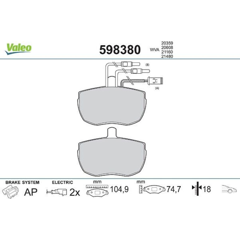 VALEO Bremsbeläge 598380 VALEO Bremsbeläge 598380