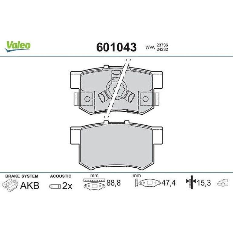 VALEO Bremsbeläge 601043 VALEO Bremsbeläge 601043
