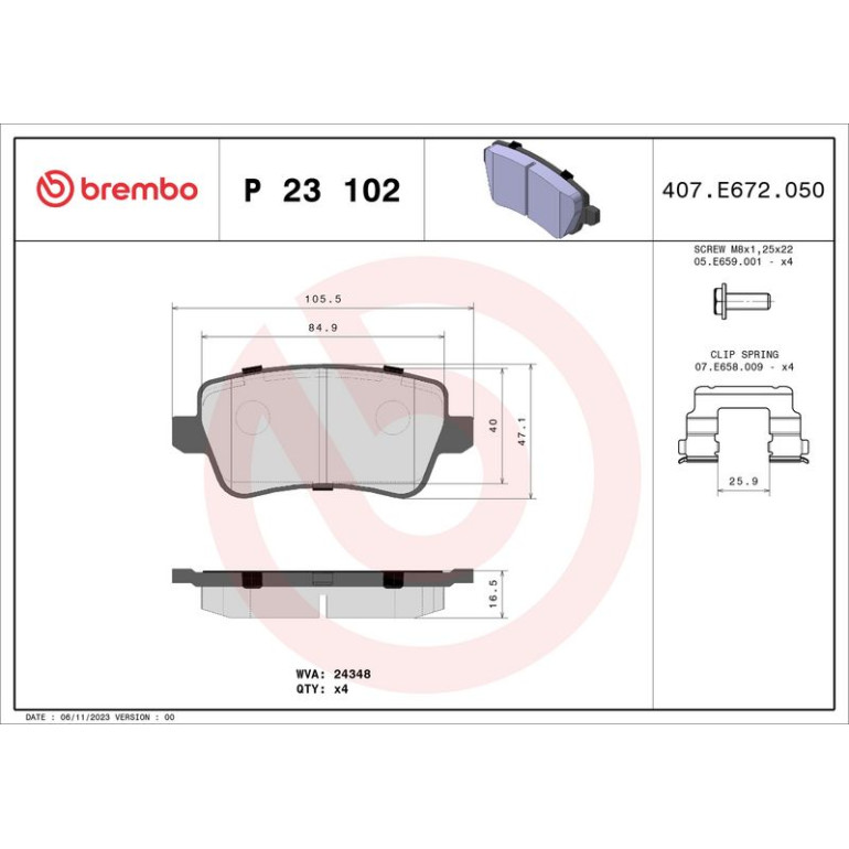 BREMBO Bremsklötze HA P 23 102 BREMBO Bremsklötze HA P 23 102
