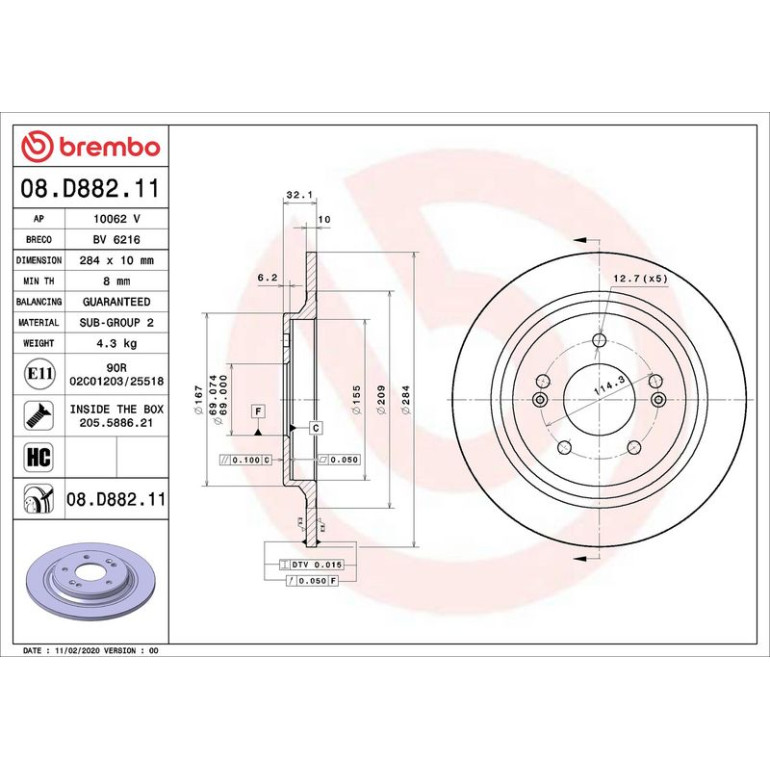 Bremsscheibe HA 08.D882.11 Bremsscheibe HA 08.D882.11