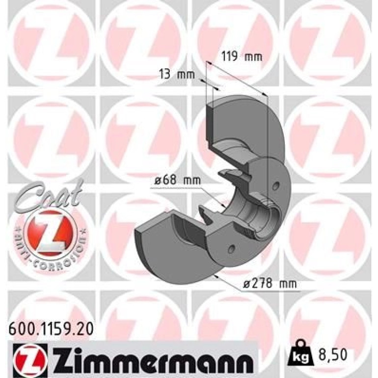 ZIMMERMANN Bremsscheibe 600.1159.20 ZIMMERMANN Bremsscheibe 600.1159.20