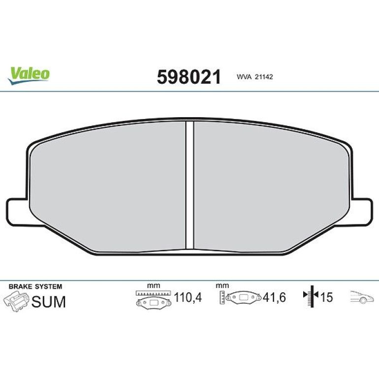 VALEO Bremsbeläge 598021 VALEO Bremsbeläge 598021