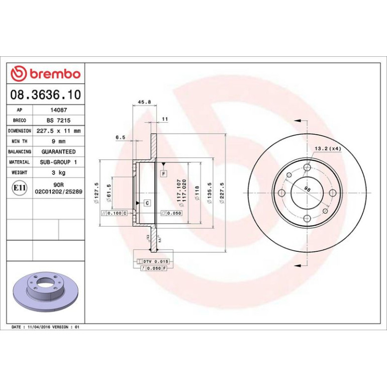 40 481 002 Bremsscheibe VA 08.3636.10 40 481 002 Bremsscheibe VA 08.3636.10