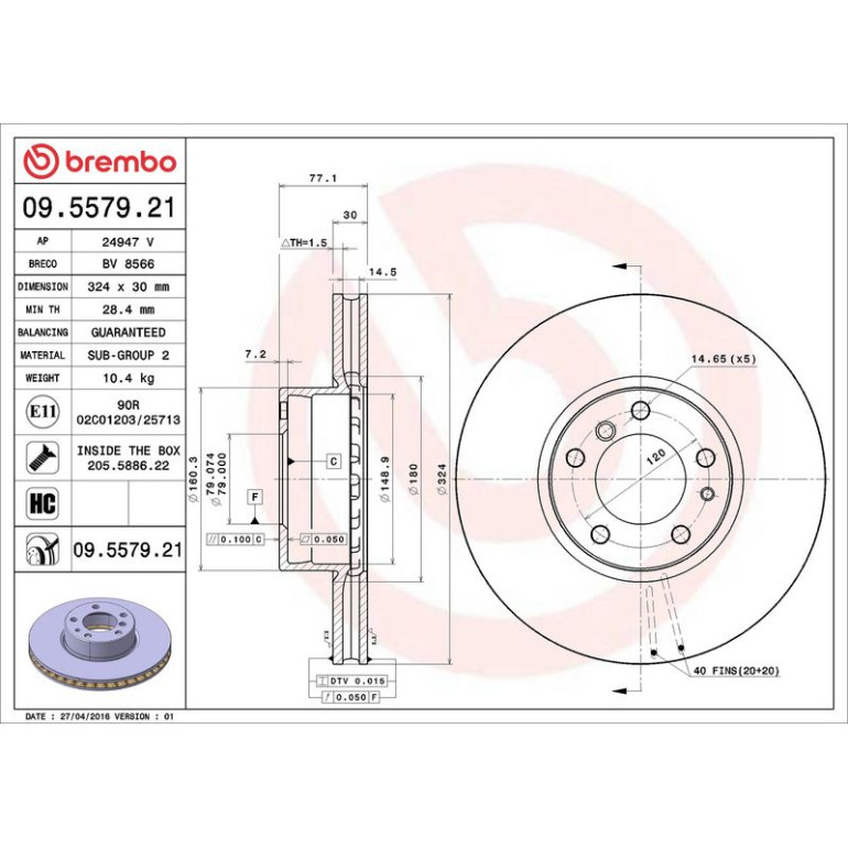 11 481 021 Bremsscheibe VA 09.5579.21