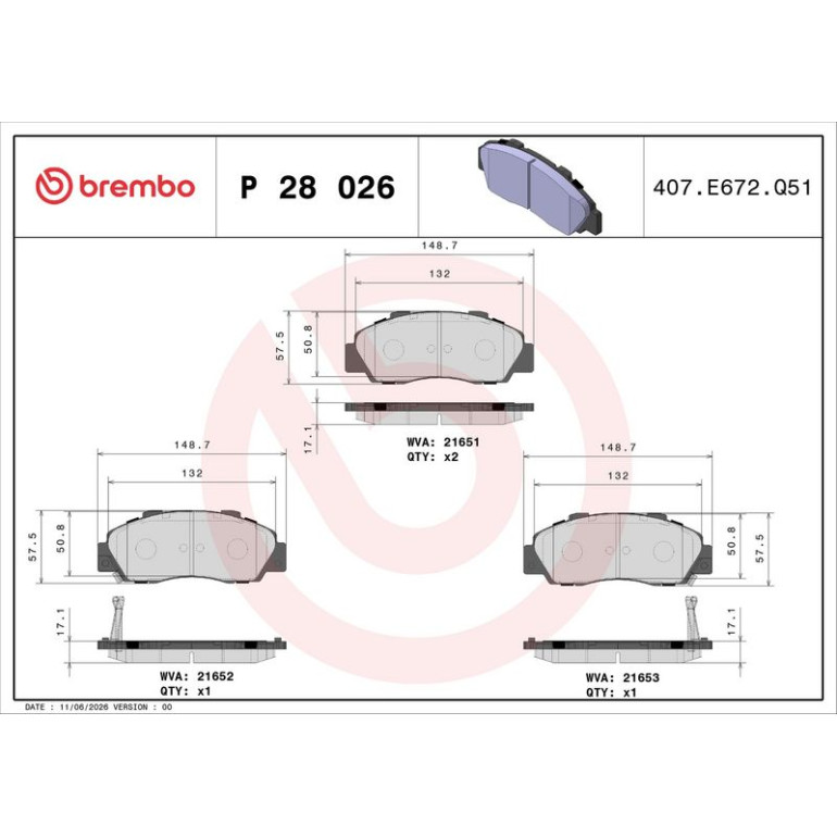 BREMBO Bremsklötze VA P 28 026 BREMBO Bremsklötze VA P 28 026