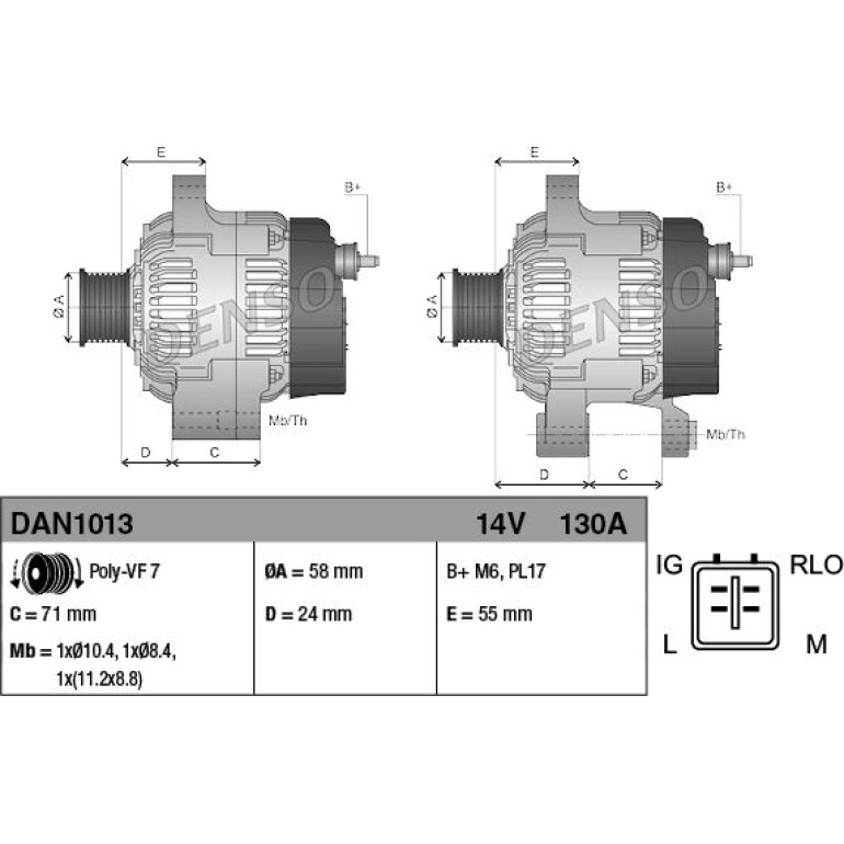 DENSO Generator DAN1013 DENSO Generator DAN1013