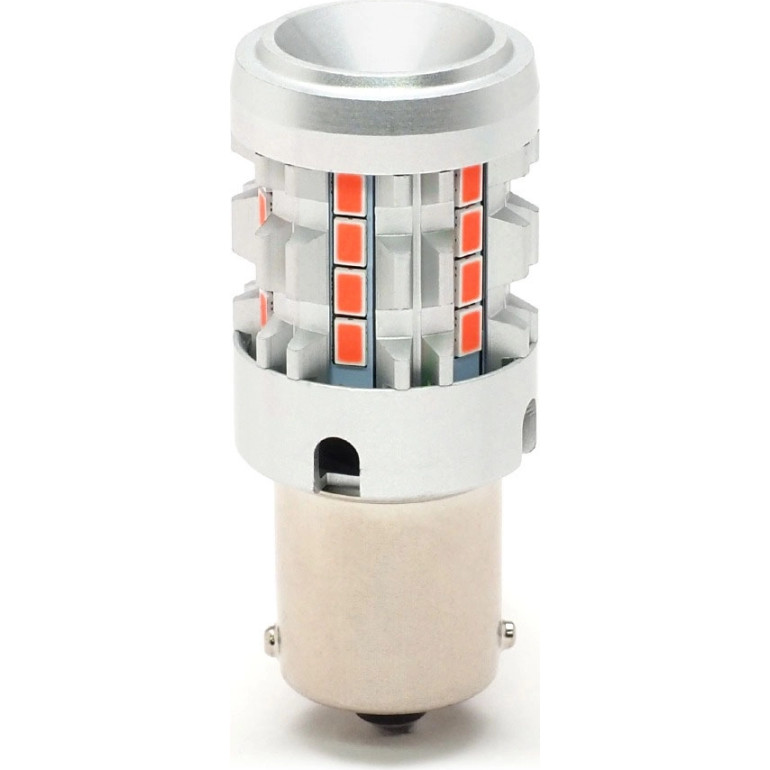 LED Metalsockel P21W Ba15s 26x 3030 SMD Orange 100 % Canbus Inside 24567-1