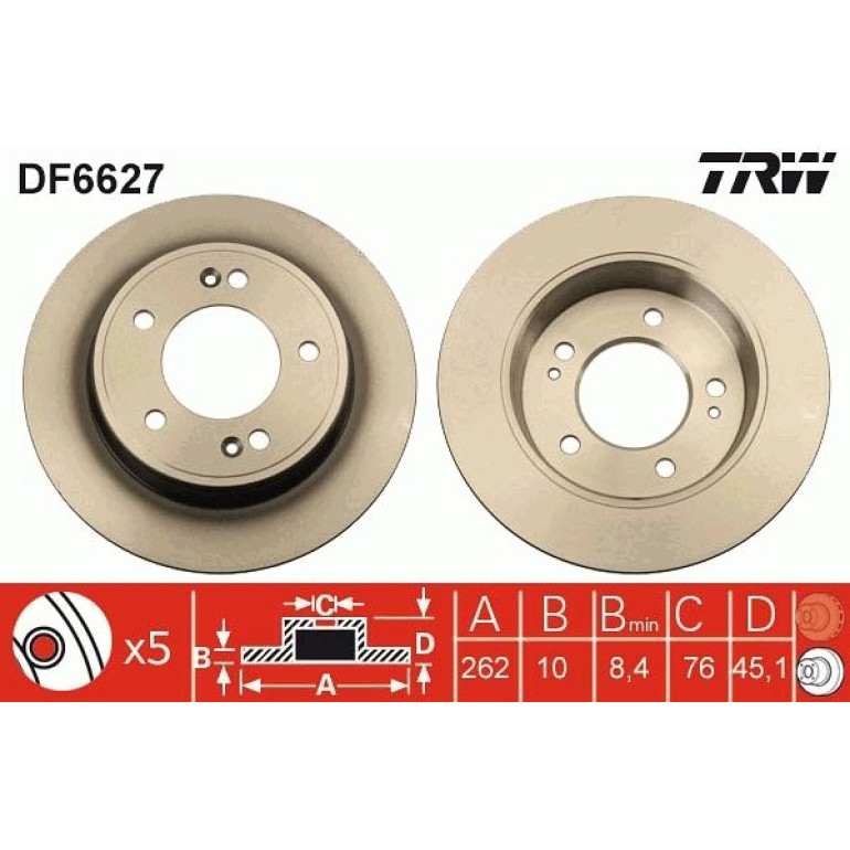 80 482 022 Bremsscheibe HA DF6627 80 482 022 Bremsscheibe HA DF6627