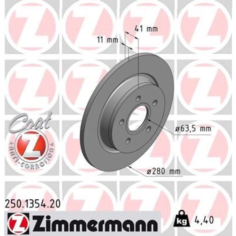 ZIMMERMANN Bremsscheibe 250.1354.20 ZIMMERMANN Bremsscheibe 250.1354.20