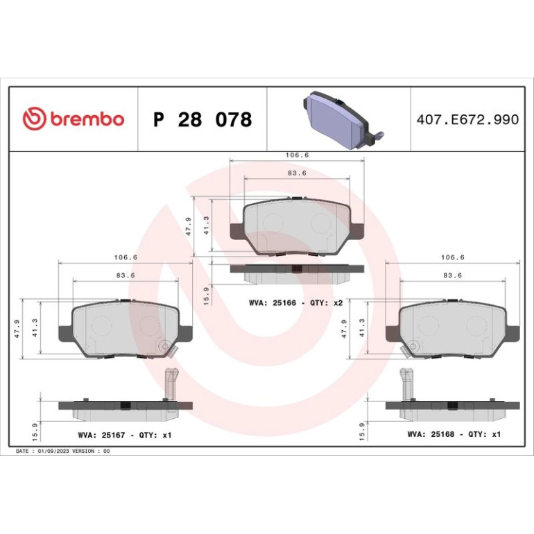BREMBO Bremsklötze HA P 28 078