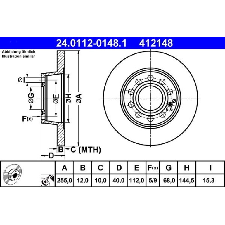 Bremsscheibe Audi T. A4 1.6-3.0 00-08 24.0112-0148.1 Bremsscheibe Audi T. A4 1.6-3.0 00-08 24.0112-0148.1