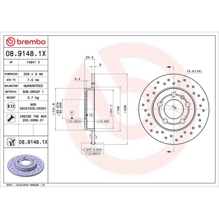 Bremsscheibe HA (Allrad) Xtra 08.9148.1X