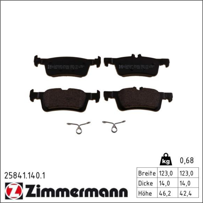 ZIMMERMANN Bremsbelagsatz, Scheibenbremse 25841.140.1 ZIMMERMANN Bremsbelagsatz, Scheibenbremse 25841.140.1