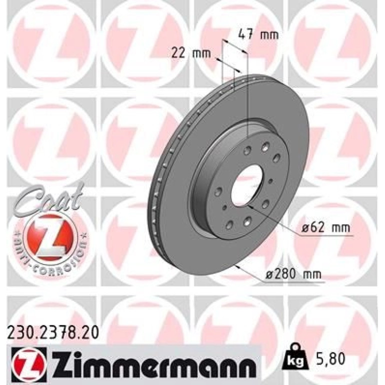 ZIMMERMANN Bremsscheibe 230.2378.20 ZIMMERMANN Bremsscheibe 230.2378.20