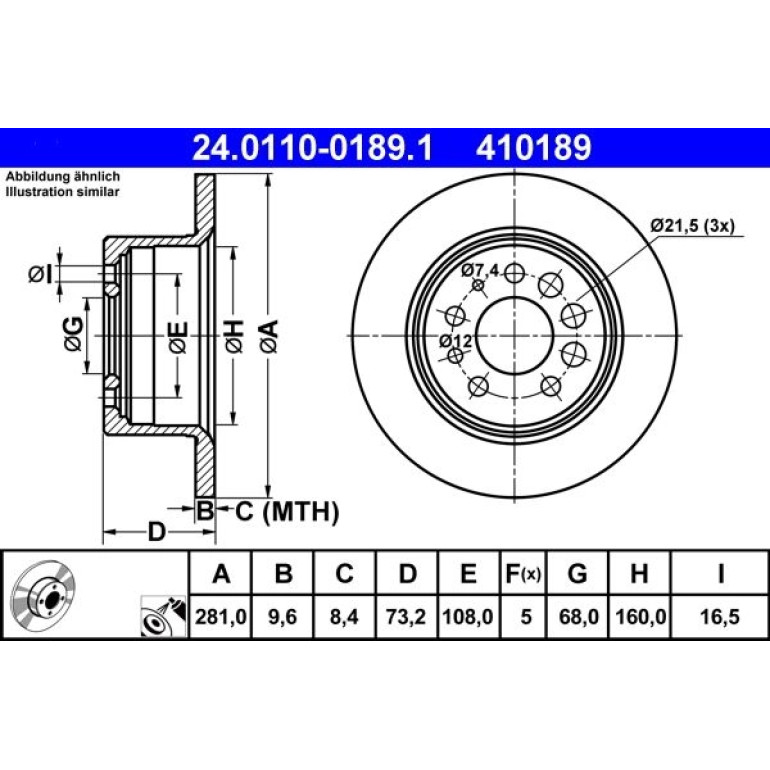 Bremsscheibe Volvo T. 240/260/740/760/940 74-96 24.0110-0189.1 Bremsscheibe Volvo T. 240/260/740/760/940 74-96 24.0110-0189.1