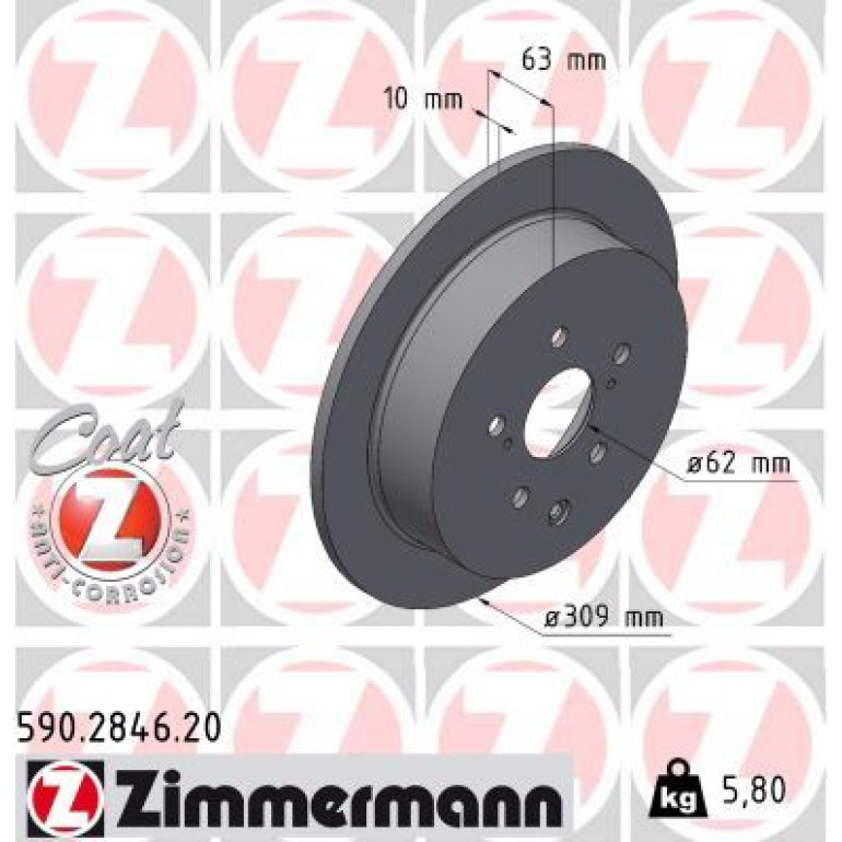 ZIMMERMANN Bremsscheibe 590.2846.20 ZIMMERMANN Bremsscheibe 590.2846.20