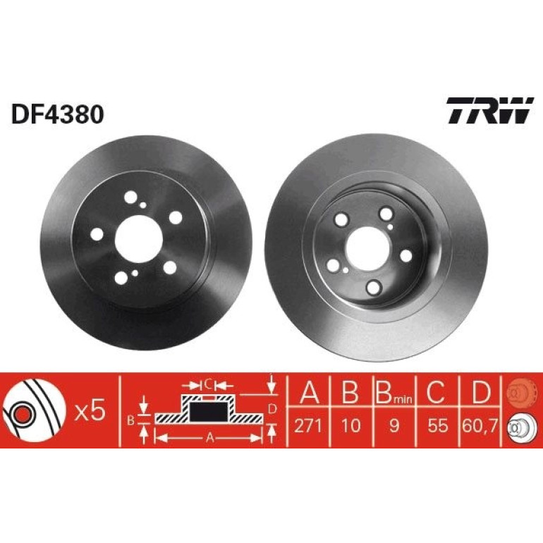 Bremsscheibe Toyota T. Avensis 99-03 DF4380 Bremsscheibe Toyota T. Avensis 99-03 DF4380