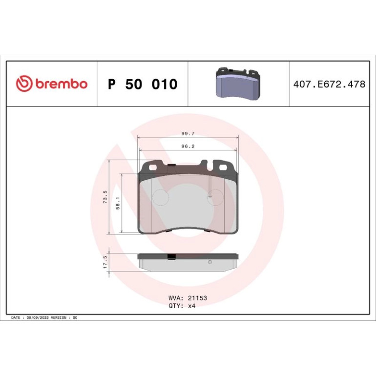 BREMBO Bremsklötze VA P 50 010 BREMBO Bremsklötze VA P 50 010