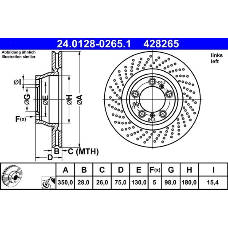 Bremsscheibe Porsche T. 911 3,6-3,8 06-12 24.0128-0265.1 Bremsscheibe Porsche T. 911 3,6-3,8 06-12 24.0128-0265.1