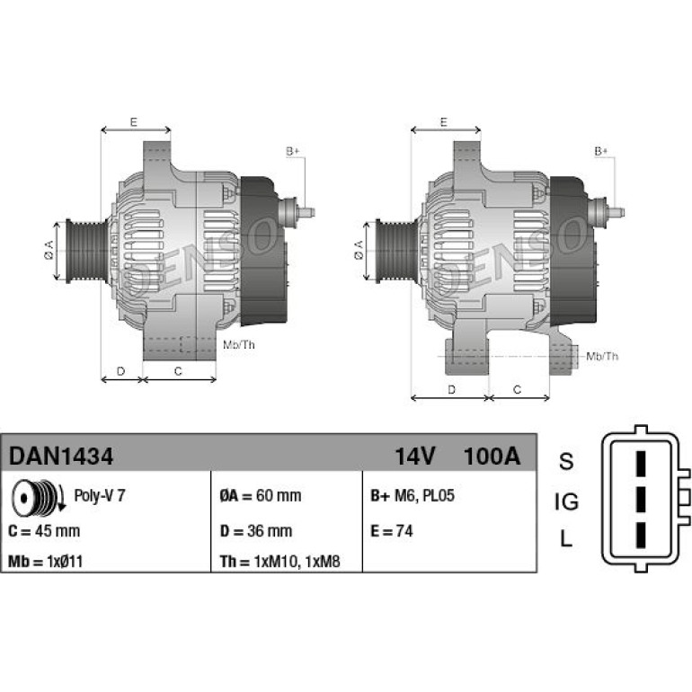 DENSO Generator DAN1434 DENSO Generator DAN1434